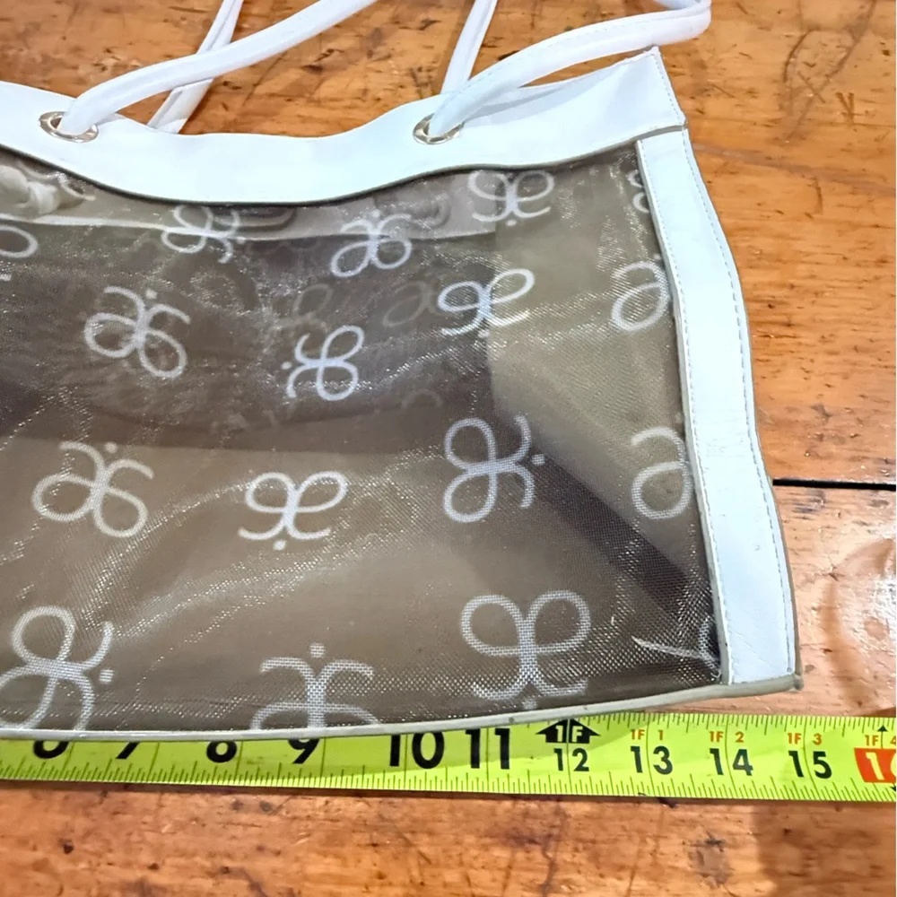 Arbonne Consultant Souvenir Purse White See-Through Mesh Plus 2  Bags Small